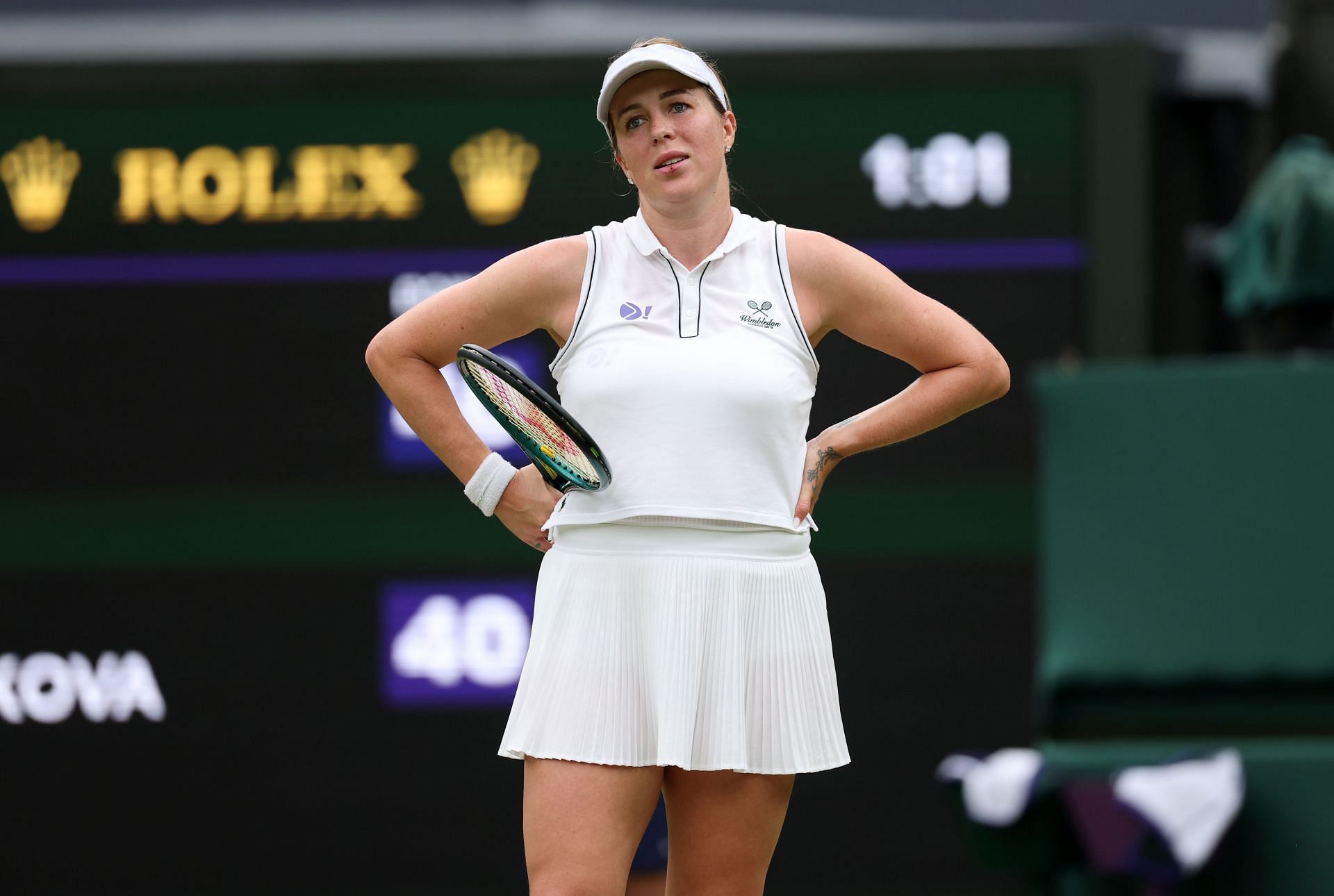 Pavlyuchenkova reacts after a point at The Championships - Wimbledon 2025 - Source: Getty